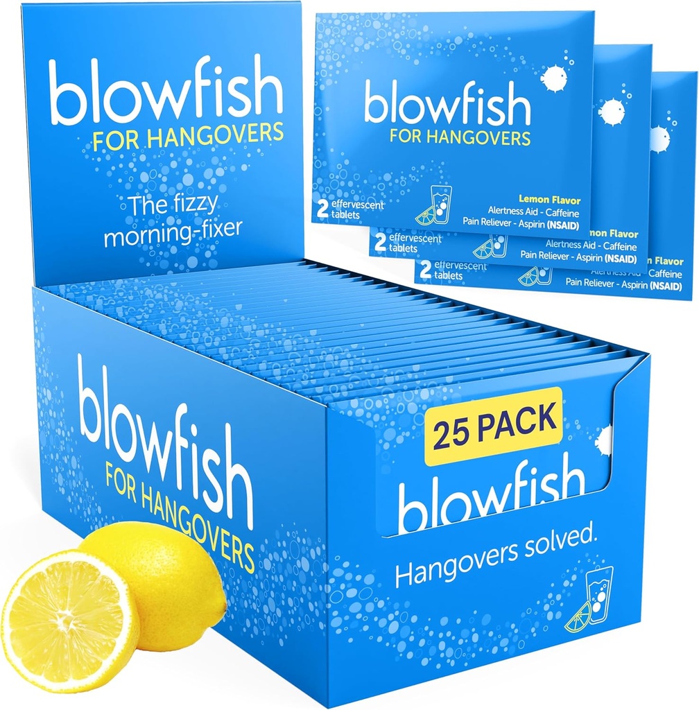 Blowfish for Hangovers | Perfect for Welcome Bags, Hangover Kits, Wedding & Bachelorette Favors | Fast Hangover Relief | 25 Single Dose Envelopes | Starts to Work in 15 Minutes