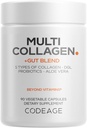 Codigo Multi Collagen + Gut Blend Supplement - Digestive Probiotics, DGL Licorice, Aloe Vera, Organic Peppermint Leaf, Slippery Elm - Hidrolyzed Bovine Collagen Pills - Non-GMO - 90 cápsulas