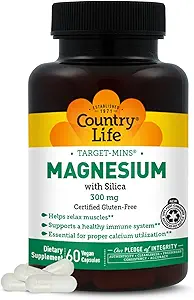 Magnesio de Meta-Mins con Silica 300mg, 60 cápsulas Vegan, Gluten certificado libre, Vegan certificado