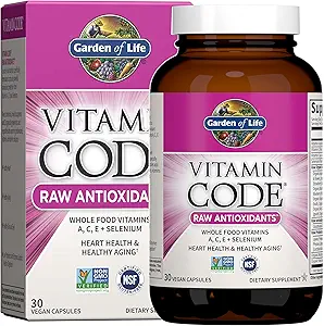 Jardín de vida Antioxidante Código de vitaminas suplemento alimenticio integral crudo cápsulas con probiótico y enzima Blend, vegano, desarmado, 30 cuenta