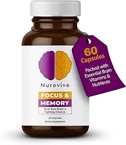 Focus " Memory Supplement for Brain Health, Focus Supplement " Neurotransmitter Support with Vitamin B12, B1, B3 " B5 Plus Taurine, 60 cápsulas