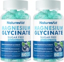 Magnesio Glycinate Gummies 1000mg - Suplemento de Potasio de Magnesio Libre de Azúcar con Vitamina D, B6, CoQ10 para calma Mood &amp; Sleep Support - 120 Blueberry Gummies -2 Pack