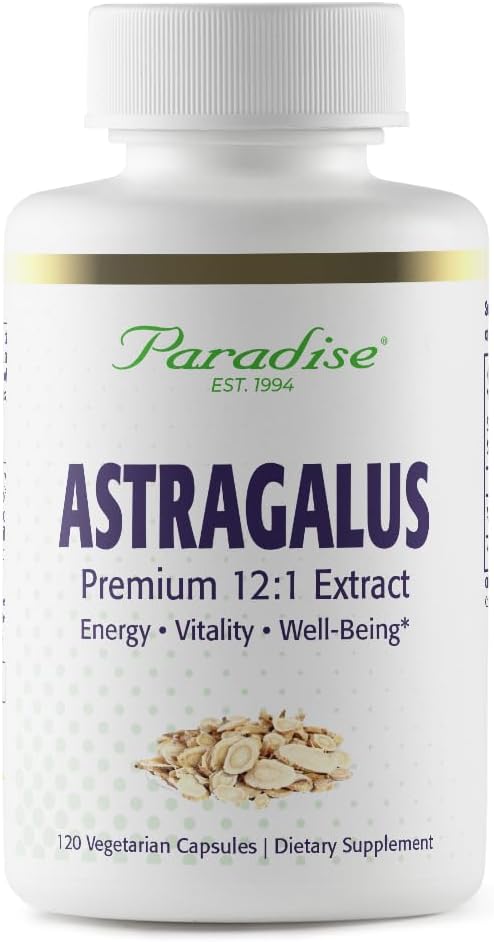 Paradise Herbs Astragalus Extract, Vegetarian Capsules for Energy, Digestive & Immune Health, Non GMO, Gluten Free, 120 Capsules