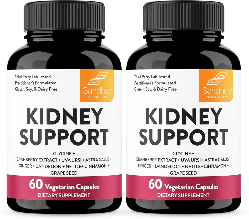 Sandhu's Kidney Cleanse Detox &amp; Repair Support Suplemento para Hombres y Mujeres que viven con Cranberry Extract Silencio ayuda a apoyar Kidney & Urinary Tract Health ← 60 Vegetarian Capsules (Pack of 2)