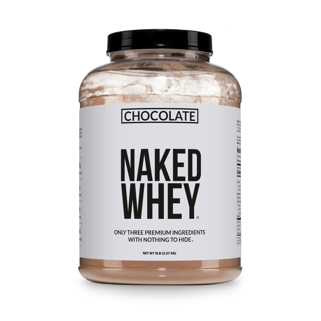 NAKED Whey Protein Supplement Powder, Chocolate, NSF Certified, GMO Free, Soy Free, Gluten Free Aid Muscle Growth and Recovery 60 Servings, 5 Ib