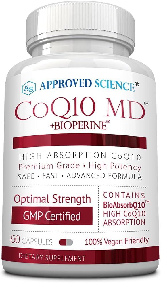 Aprobado Science® CoQ10 MD - Extra Strength 300mg Pure CoQ10 con BioPerine® para la absorción más rápida - Soporte óptimo – 60 cápsulas Vegan