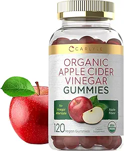 Carlyle Apple Cider Vinegar Gummies Silencio 120 Cuenta Silencioso USDA Organic ACV ← Apple Flavor ← Vegan, No Gluten-Free Suplemento