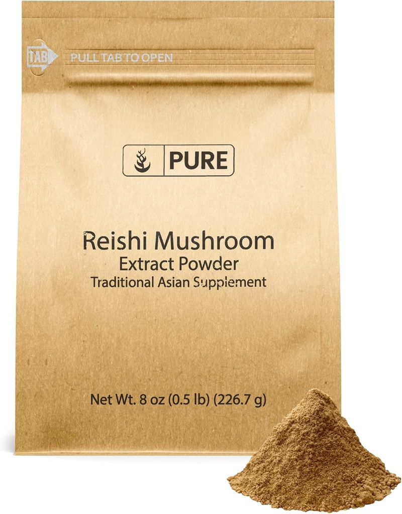 PURE ORIGINAL INGREDIENTES Reishi Mushroom (8oz) Lingzhi, Suplemento Tradicional, Non-GMO, Lab-Verified