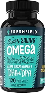 Ocean Saving Omega, Algae Omega 3, DHA Supplement, 4-Month Supply, Sustainably Sourced, Highest Levels of DHA per Capsule (440 mg), w/DPA
