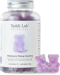 Unichi Melatonin Gummy, Científicamente Formulado con 3 mg de Melatonina y 4 mg de vitamina B6 para mejorar la calidad del sueño, 0 Azúcar, libre de gluten, no GMO, gran sabor de lavanda de limón, 60 conteo