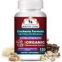 CANCER SCIENCES Cachexia Suplemento, USDA Certified Organic Mushrooms Extract Capsules, Extra Strength 1,500 mg, High Potency 40% Beta-Glucans, Immune & Metabolic Support, Weight & Muscle Mass Support