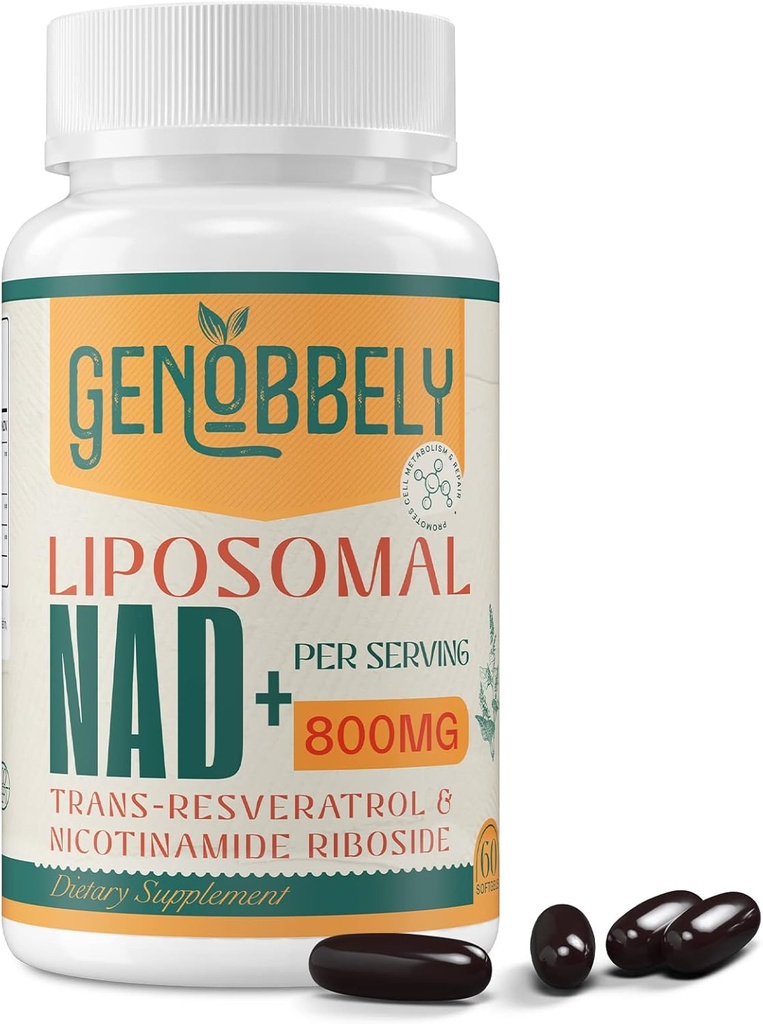 800 mg Liposomal NAD+ Suplemento con Nicotinamide Riboside 200 mg, Trans-Resveratrol 100 mg - auténtico suplemento NAD para la reparación de ADN, envejecimiento saludable, función cerebral - suministro de 60 días