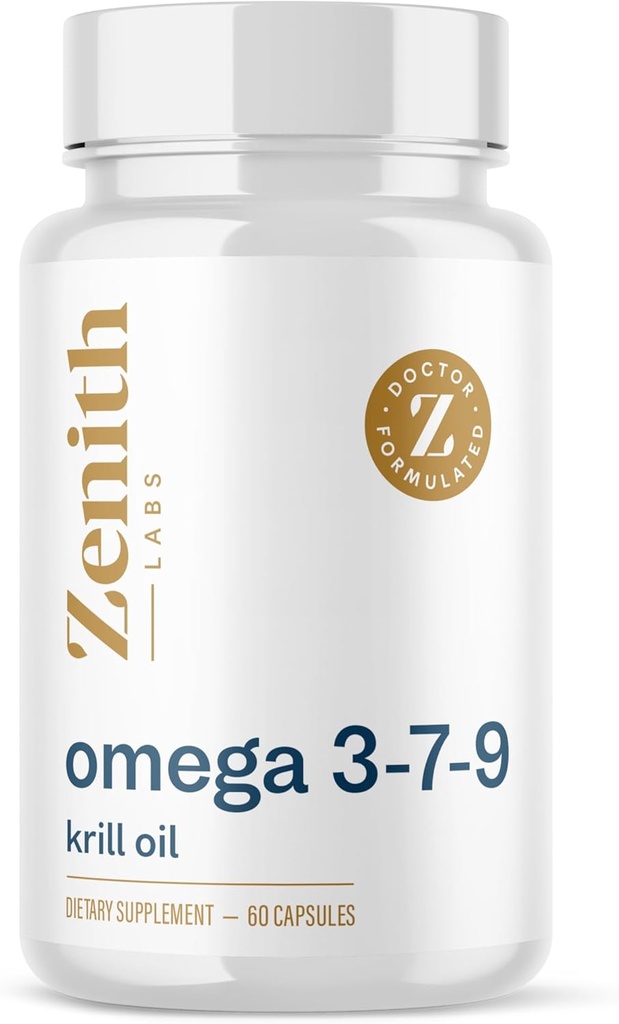 Laboratorios Zenith Omega 379 con Krill - Combina EPA, DHA, Omega-7 y Omega-9 - Incluye aceite de Krill para Max Absorción