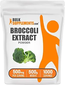 BulkSupplements.com Broccoli Extract Powder - de Broccoli Florets, Sulforaphane Supplement - Vegan & Gluten Free, 500mg por Serving, 500g (1.1 lbs) (Pack of 1)