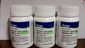 Gluconato ferroso, 324 mg, 100 Tabletas, 3-Pack