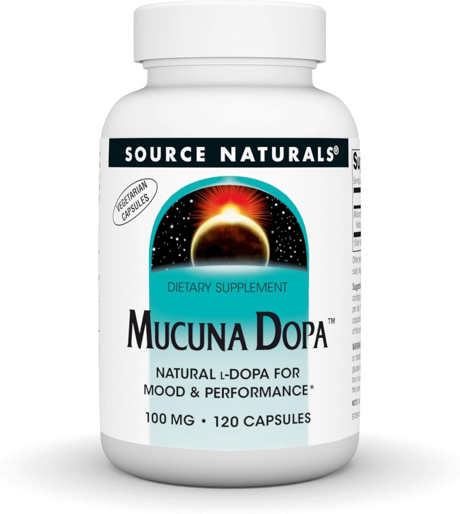 Fuente Naturals Mucuna Dopa, para Mood & Performance*, 100 mg - 120 cápsulas vegetarianas