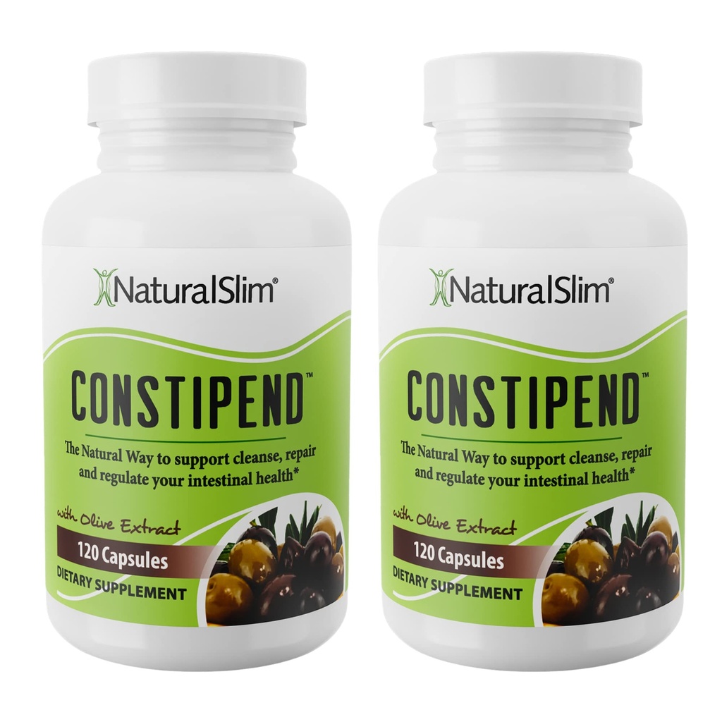 Naturalslim Magnesium Oxide - Constipend for Constipation Relief, Colon Cleanser & Stool Softeners for Women & Men with Magnesium Citrate, Aspartate, & Olive Extract - 120 Vegetable Capsules 2 Pack
