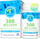 Probióticos para Mujeres y Hombres - 300 Billones CFU, 24 Strains Probióticos + 15 Hierbas Orgánicas Prebióticos para Salud Digestiva, Gut, Inmune, Estreñimiento, Diarrea &amp; Salud integral - 2 Meses Suministro