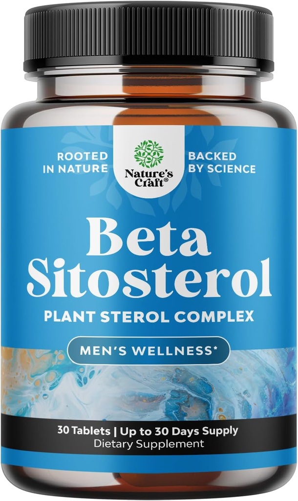 Complejo de Sterols Planta con Beta Sitosterol - 500mg Beta-Sitosterol Sterols y Stanols Suplemento para la salud cardíaca y el apoyo a la próstata - Suplemento de salud corazón y próstata para hombres - 30 Tablets