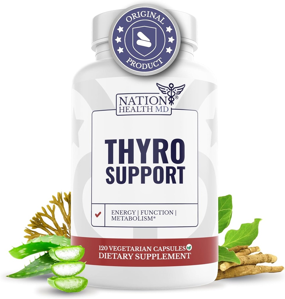Tiro Support - Suplemento tiroides con Selenium, Bladderwrack & Zinc - Salud tiroidea para hombres y mujeres - Vegan, No GMO, Gluten Gratis - 120 cápsulas