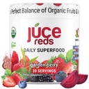 Terra Kai Organics JUCE Reds Organic Superfood Powder - Garden Berry Flavor viv Fruit & Veggie Powder para todos w/64 Immune Boosting Superfood Plus Probiotics for Gut Health ← 20 Servings (230g)