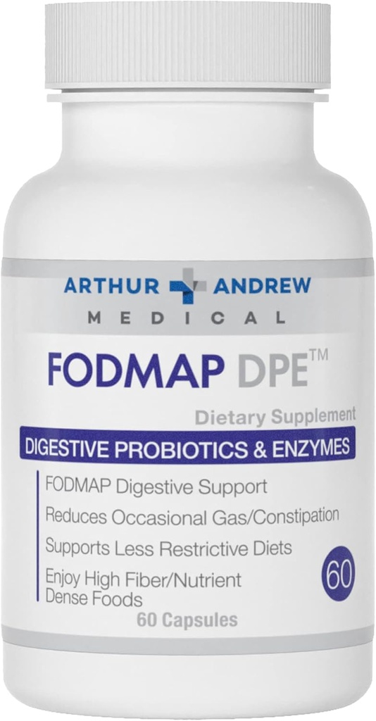 Arthur Andrew Medical - FODMAP DPE, Probióticos Digestivos y Enzymes, Alivio para la Intolerancia FODMAP y Alimentos altamente Fermentables, Vegan, No GMO, 60 cápsulas