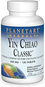 Herbals planetarios Yin Chiao Classic 450 mg Fórmulas inmunes para soporte estacional -120 Tabletas