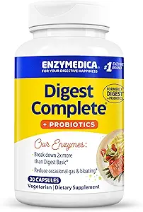Enzymedica, Digest Complete + Probióticos, Gentle Digestive Enzymes con 400 millones de CFU Culturas activas por cápsula, 30 cápsulas