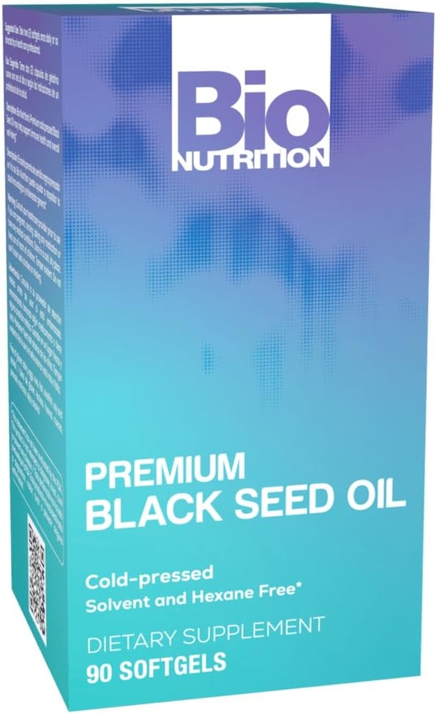 Bio Nutrition Black Seed Oil Premium 90 Softgels ← Cold Presionado para el cabello y la piel