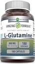 Amazing Formulas L-Glutamine Amino Acid Supplement | 800 Mg Per Serving | 180 Capsules | Non-GMO | Gluten Free | Made in USA