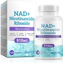 Suplemento NAD para hombres y mujeres - Liposomal Nicotinamide Riboside, Quercetin, NAD+ Suplemento con Resveratrol 910mg - Apoyos Muscle, Brain, Energy, 120 cápsulas