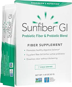 Tomorrow's Nutrition Sunfiber GI 7-Day Kit, Prebiotic Fiber & Probiotics, 5g Prebiotic Fiber & 8 Billion Probiotics Per Serving, Low FODMAP, 7 Packets, Unflavored