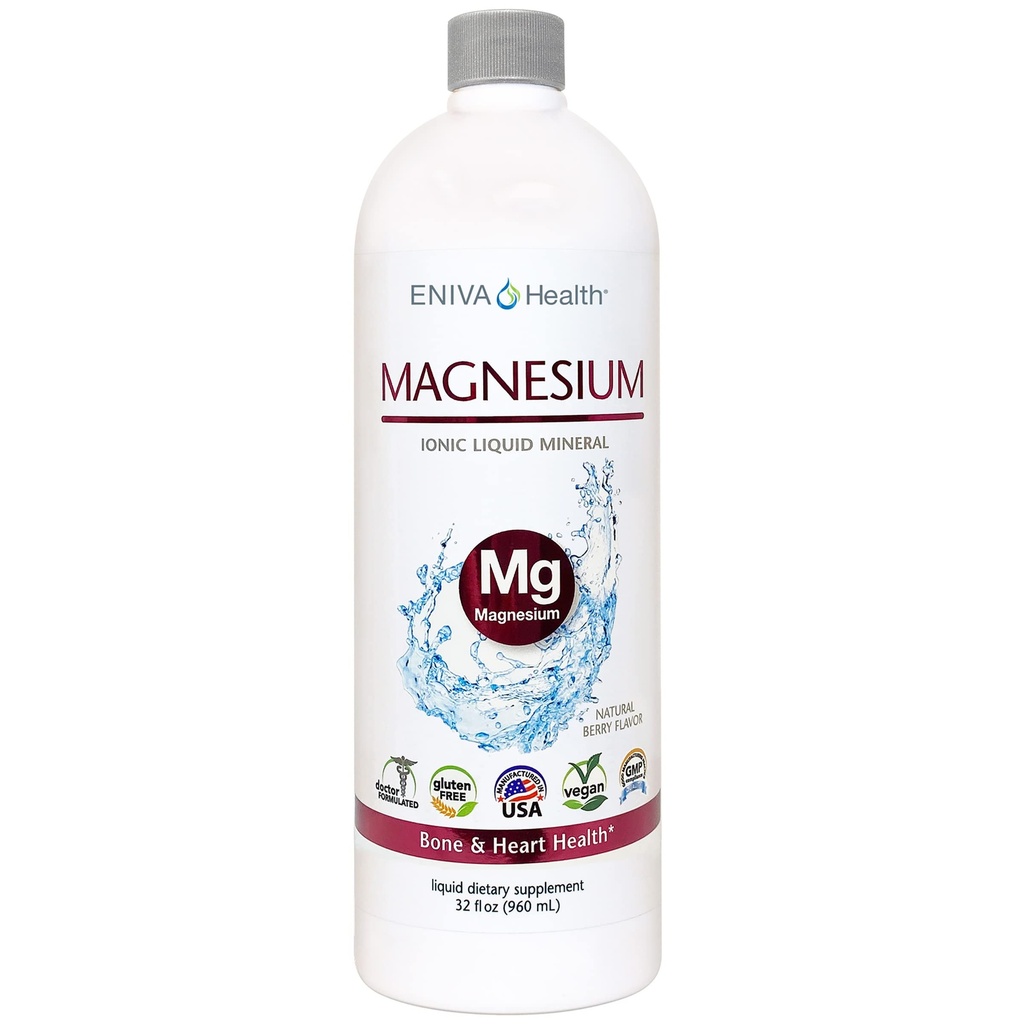 Liquid Ionic Magnesium Supplement (32oz) Digestive Health, Muscle Energy and Bones. Doctor Formulated. Zero Calories. Zero Sugar. by Eniva Health.