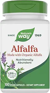 Camino de la Naturaleza Alfalfa, Hecho con Alfalfa Orgánica, 1.215 mg por servicio de 3 cápsulas, Alfalfa Herbal Capsule, Gluten Free, Vegan, 100 cápsulas (Paquete May Vary)