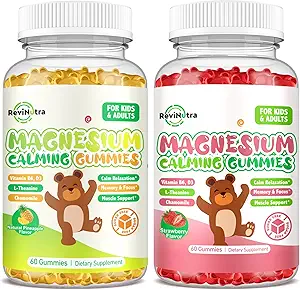 2 paquete Magnesium Gummies para niños &amp; adultos- Magnesium Glycinate Complex