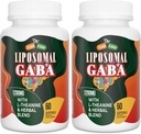 GABA Liposomal con L-Theanine Suplementos 1200mg - Complejo GABA de alta absorción con Ashwagandha, Chamomile, Tart Cherry Herbal Suplementos para Hombres y Mujeres, 120 Softgels