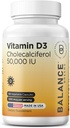 Balancebreens Vitamina D3 50.000 UI, 60 cápsulas vegetales - alta potencia, apoya la salud ósea inmune - semanal una vez