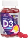 Vitamina D3 Gummy 5000 UI (125 mcg) - Vitaminas dietéticas D Suplemento para Hombres Mujer - Hueso, Dientes, Muscle &amp; Immune Health Support, High Potency VIT D3 Nature's Non-GMO & Gluten Free - 60 Gummies