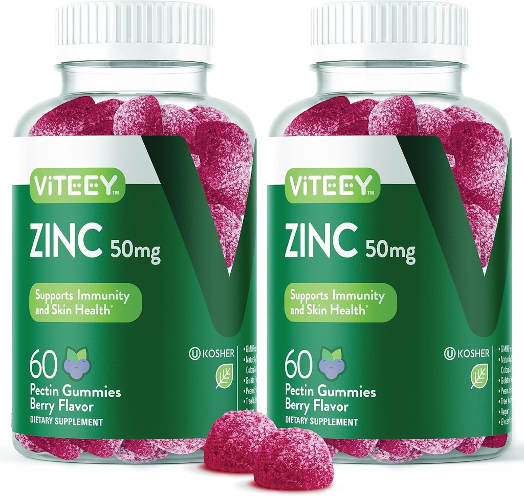 VITEEY Zinc Gummies for Men and Women - Zinc Supplements 50mg - Immune Boost &amp; Skin Health - Vegan, Gluten Free - 120 Count