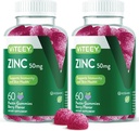 VITEEY Zinc Gummies for Men and Women - Zinc Supplements 50mg - Immune Boost & Skin Health - Vegan, Gluten Free - 120 Count