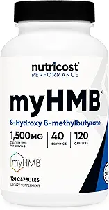 Nutricost myHMB Capsules 1,500MG Calcium HMB Por Serving, 120 Capsules, 40 Servings - Performance Line, Calcium B-Hydroxy B-Methylbutyrate Monohydrate
