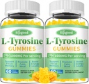 L-Tyrosine Gummies for Adults and Kids - 1000mg L-Tyrosine Supplement Focus Gummies for Brain, Mood, Energy Support, Vegan &amp; Gluten-Free, Mango Flavor, 120 Condes