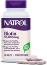 Natrol Beauty Biotin 10,000mcg Vitamins for Beauty, 100 Tablets, 100 Day Supply
