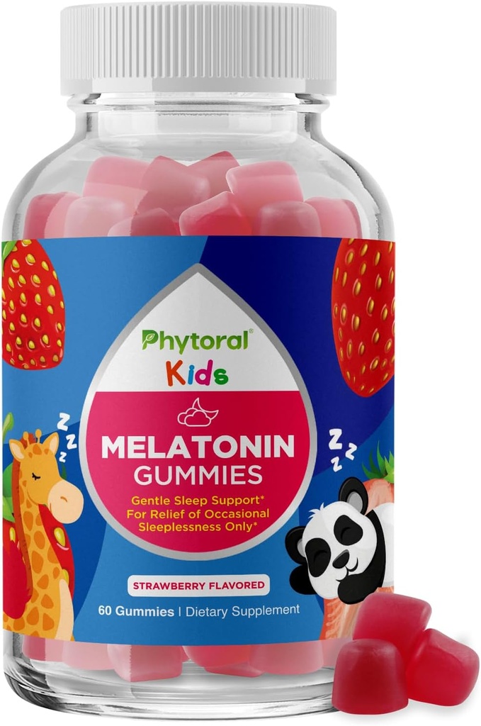 Phytoral Kids Melatonin 1mg Gummy Vitaminas - Pure Melatonin Gummies for Kids and Mood Support - Vitaminas para niños Gummy para el suplemento del sueño profundo Gummies 1mg