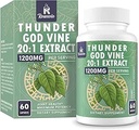 1200 MG Thunder God Vine Root Extract 20:1 Supplement, Tripterygium Wilfordii Herbal Supplement, Vegan Formula with Lei Gong Teng Extract, 60 cápsulas