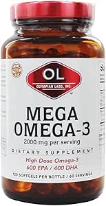 Laboratorios Olímpicos Mega Omega-3 aceites de pescado 120 Conde Softgel
