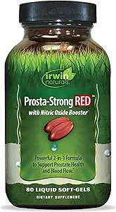 Irwin Naturals Prosta-Strong RED con Nitric Oxide Boosters - Soporte de salud de próstata - Saw Palmetto, Lycopene, Pumpkin Seed &amp; Más - 80 Liquid Softgels
