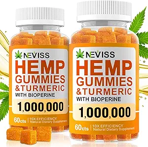 (2 Pack) Hemp Gummiés with Turmeric " Bioperine 1000000, 100% Organic Natural Hemp Gummiés Made in USA.
