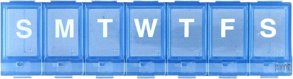 Planificador semanal de píldoras de 7 días, caja de medicina, caja de organizadores de vitaminas, pequeños elementos de bloqueo para proteger los medicamentos de prescripción e impedir la eliminación accidental, azul