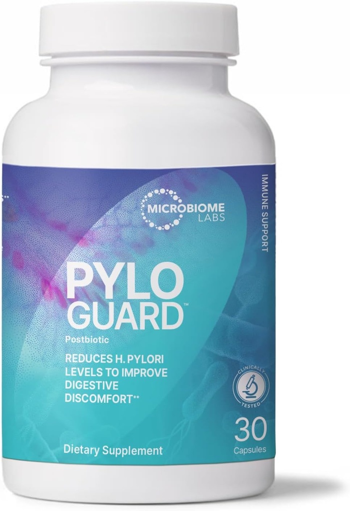 Microbiome Labs PyloGuard - Patented L reuteri DSM17648 para mejorar el confort digestivo - Gut Health &amp; Immune Support Suplemento - Postbiótico (30 cápsulas)
